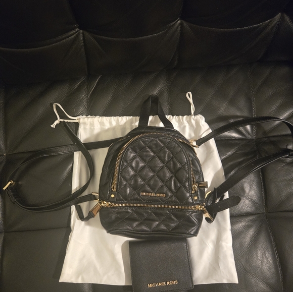 Mini Michael Kors Black Quilted Backpack - Picture 1 of 8